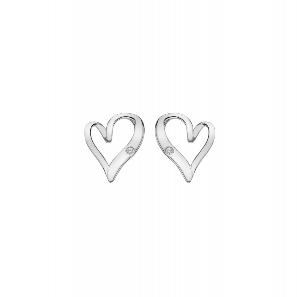 Hot Diamonds 10mm Delicate Pointed Heart Twist Earrings - Silver