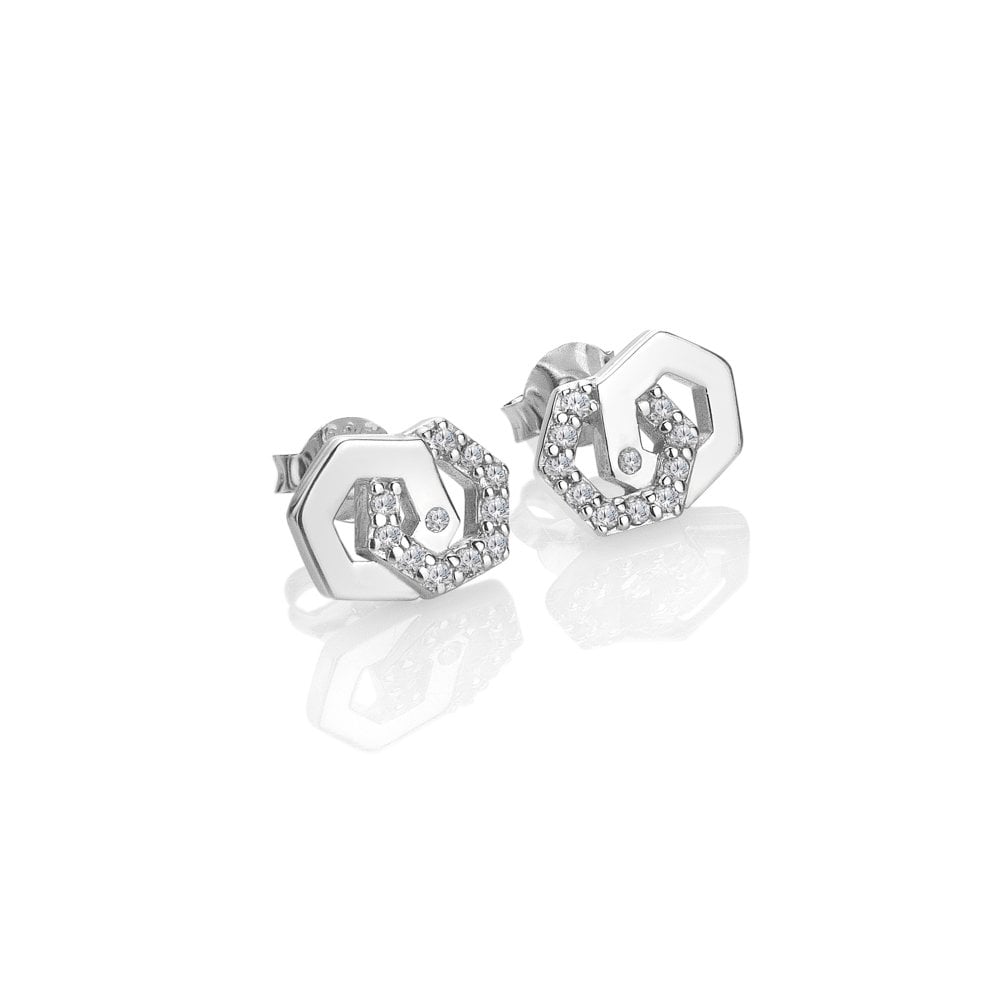 Hot Diamonds 10mm Hexagon Earrings - Silver