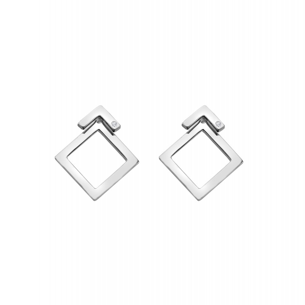 Hot Diamonds 20mm Square Earrings - Silver