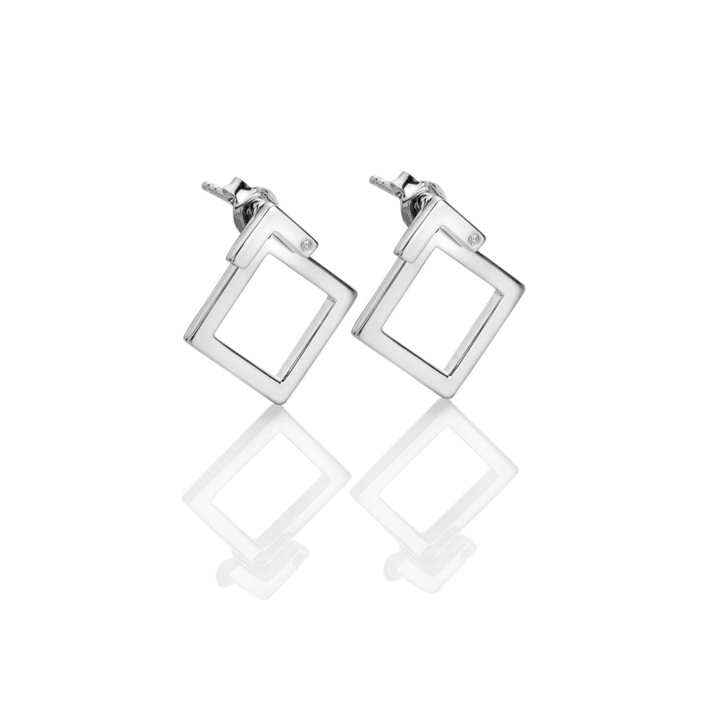 Hot Diamonds 20mm Square Earrings - Silver