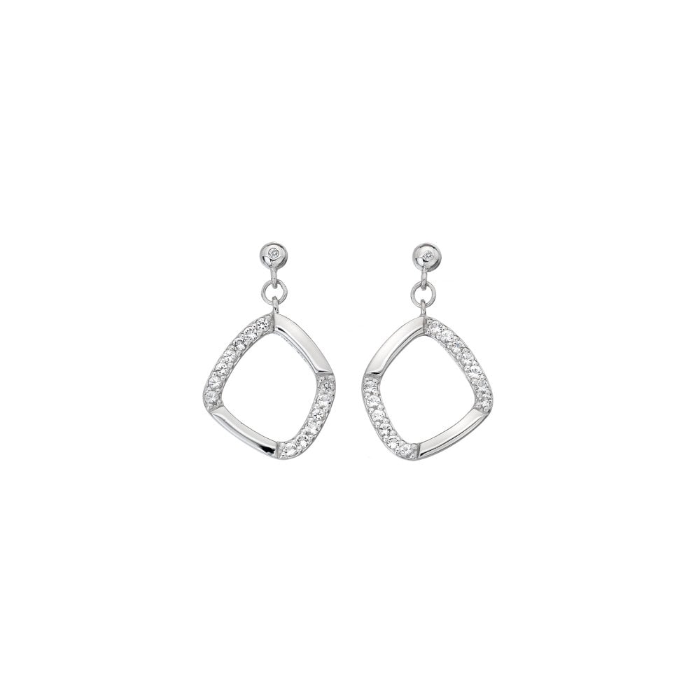 Hot Diamonds 23mm White Topaz Behold Earrings - Silver