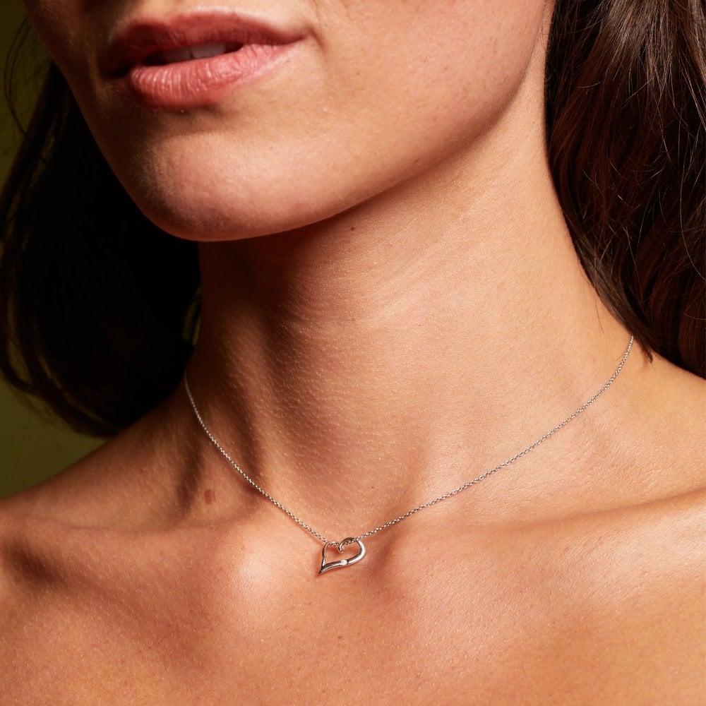 Hot Diamonds 45cm Delicate Pointed Twist Heart Necklace - Silver