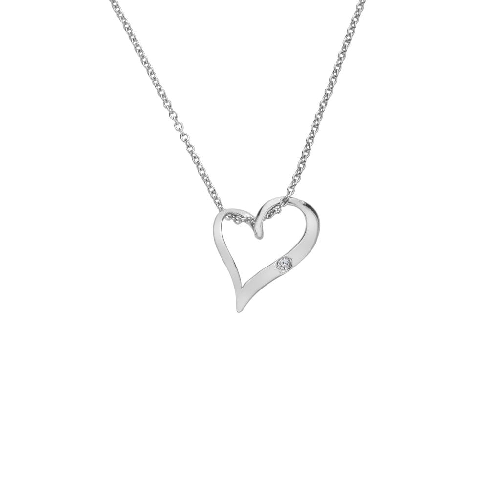 Hot Diamonds 45cm Delicate Pointed Twist Heart Necklace - Silver
