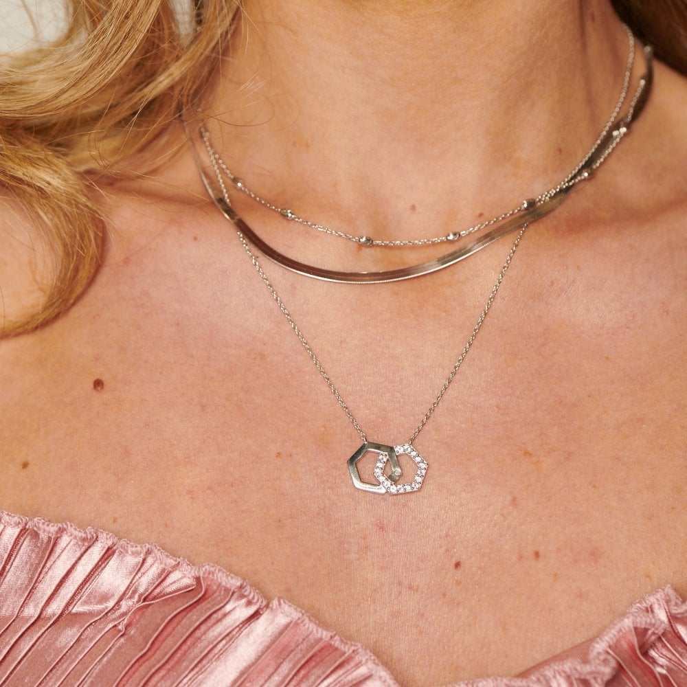 Hot Diamonds 45cm Hexagon Necklace - Silver