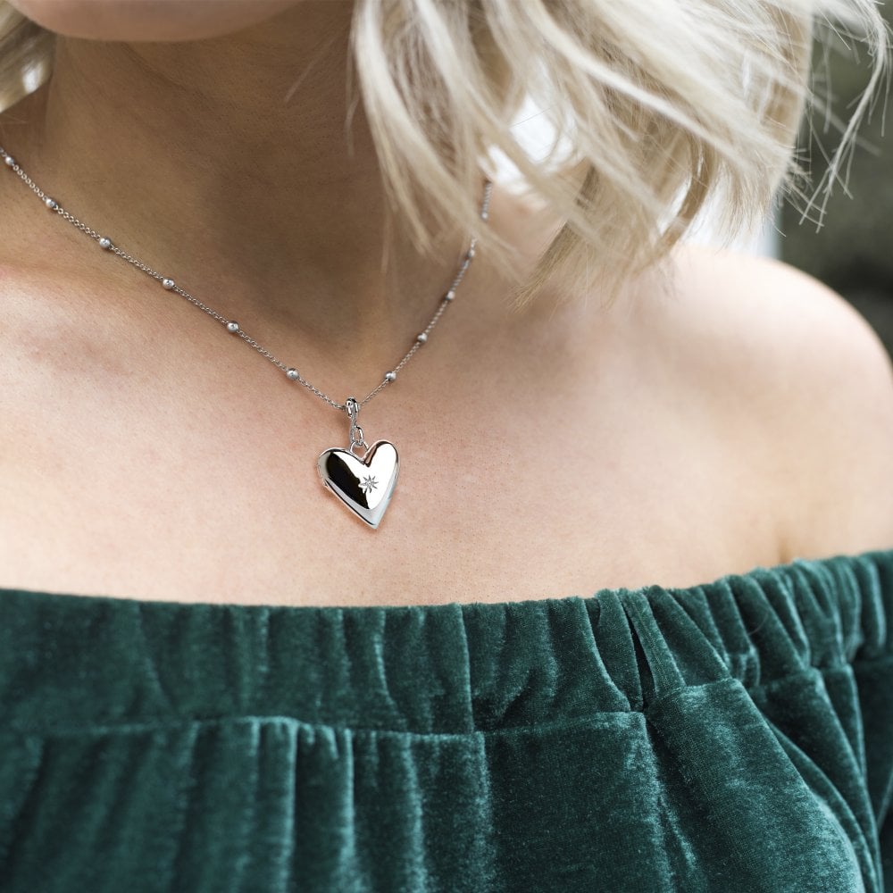 Hot Diamonds 45cm Small Romantic Heart Locket Necklace - Silver
