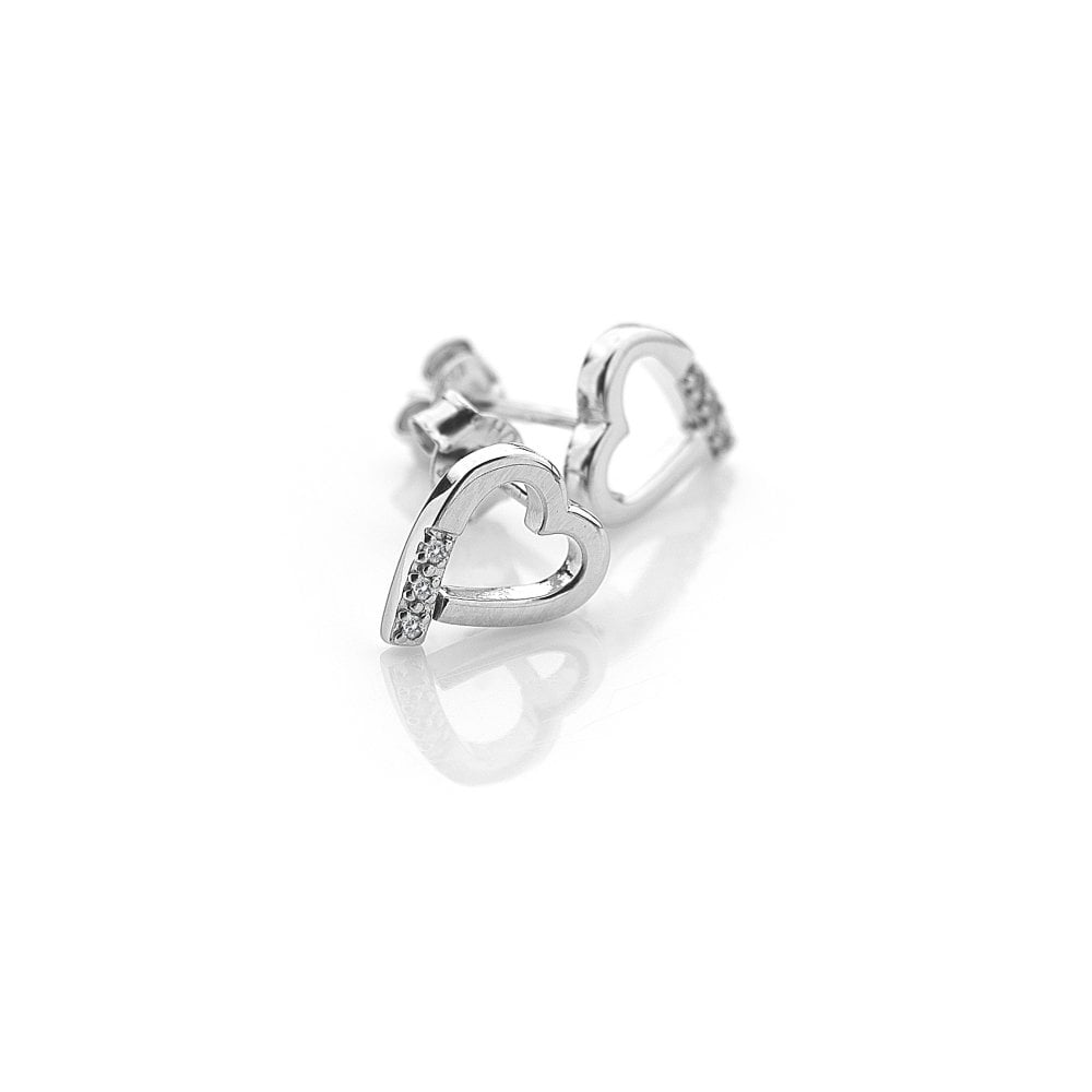 Hot Diamonds 9mm Romantic Heart Stud Earrings - Silver