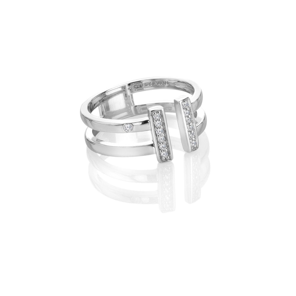 Hot Diamonds Double T Bar Ring - Silver - Size O