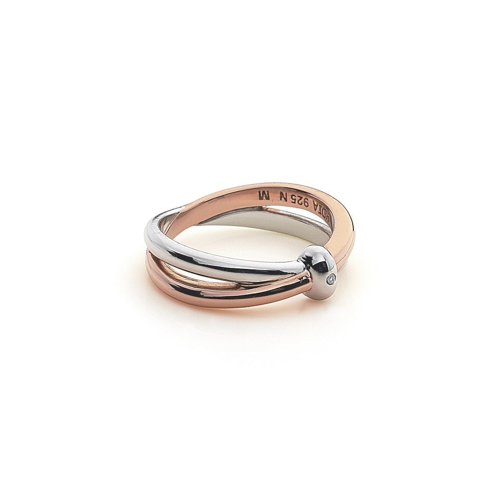 Hot Diamonds Eternity Silver & 18ct Rose Gold Vermeil Interlocking Ring - Size M