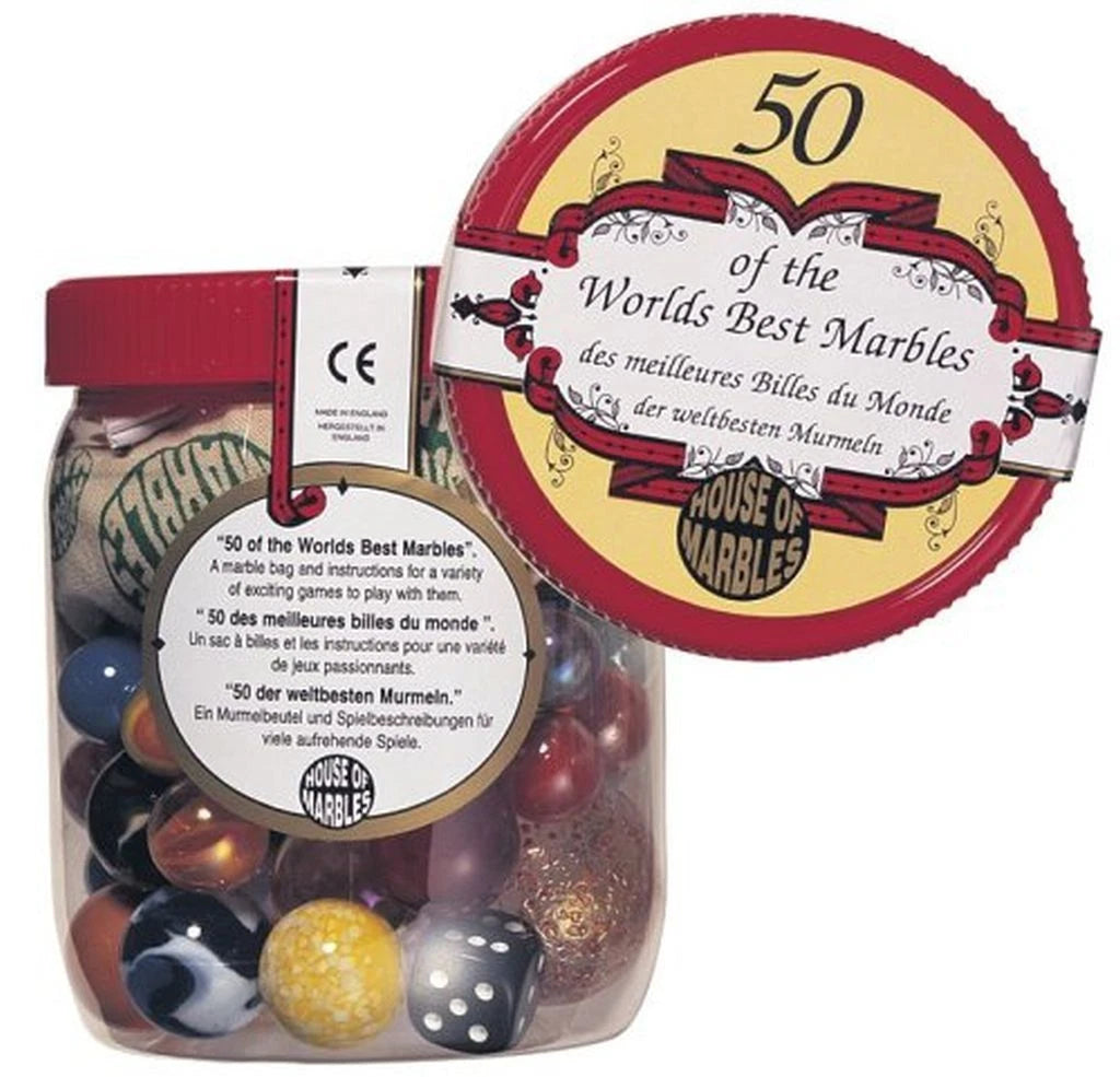 House of Marbles Tub of 50 Marbles with Dice & Bag