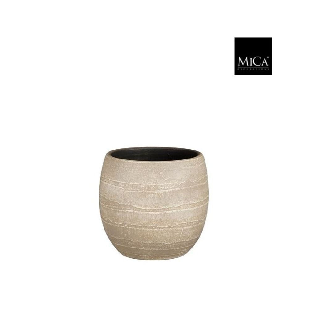 Mica Decorations Alentejo Pot Round Beige - H19 x D20cm