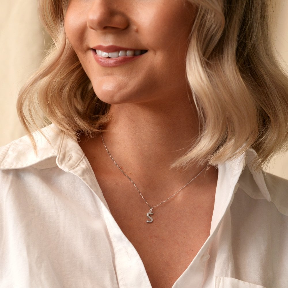 Hot Diamonds 45cm 'S' Micro Letter Necklace - Silver