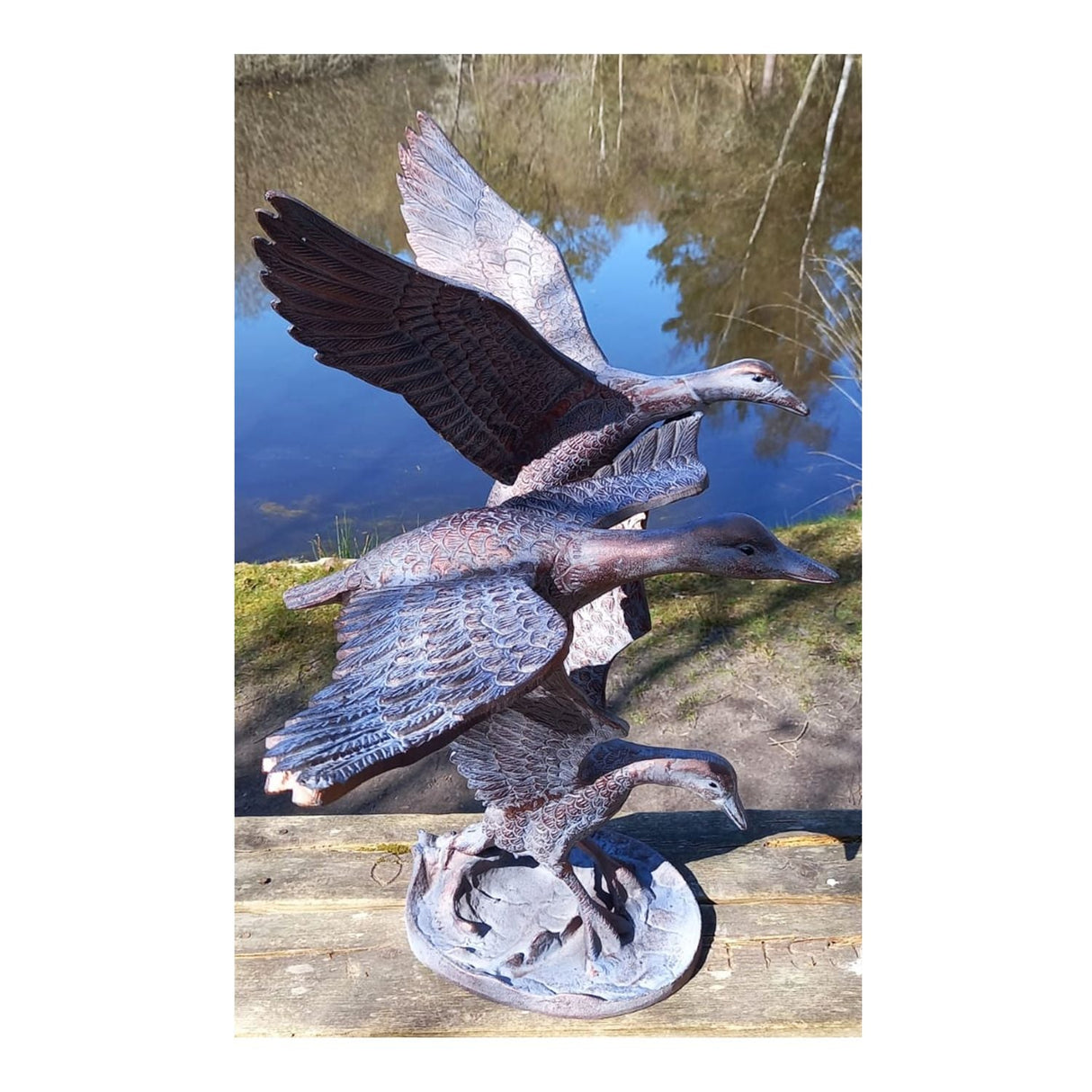 Inspirational Gifting 3 Flying Ducks Garden Ornament - Old Railway Line Garden Centre