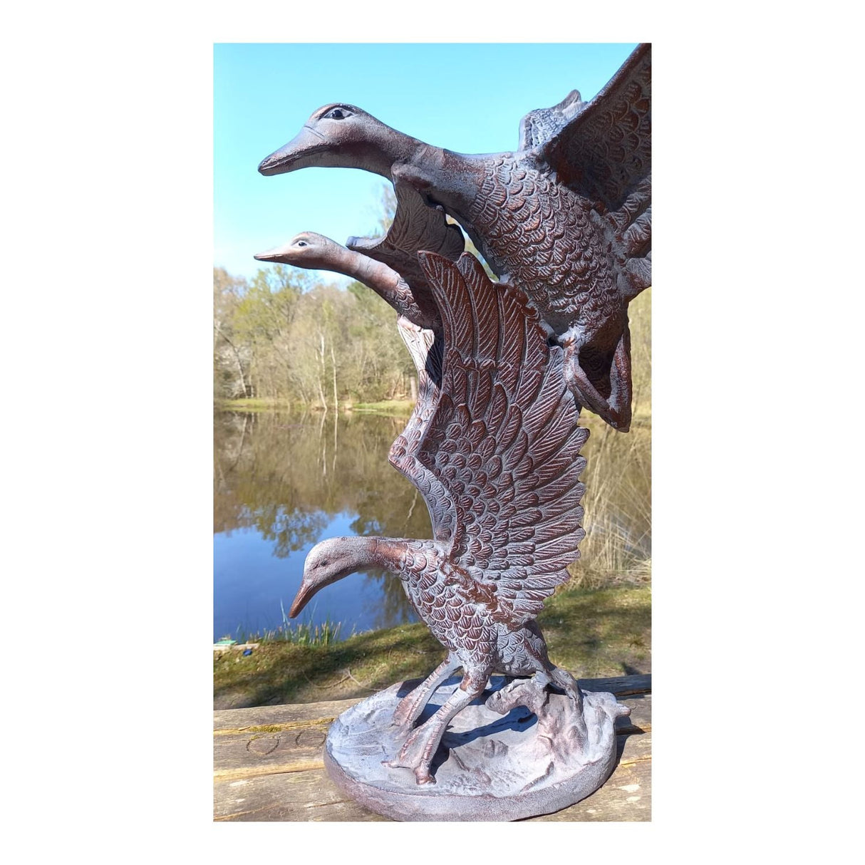 Inspirational Gifting 3 Flying Ducks Garden Ornament - Old Railway Line Garden Centre