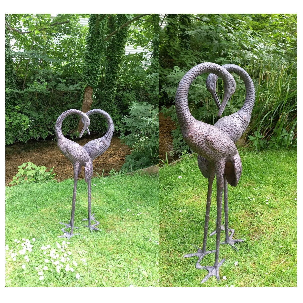 Inspirational Gifting Pair of Love Cranes Garden Ornament - Old Railway Line Garden Centre