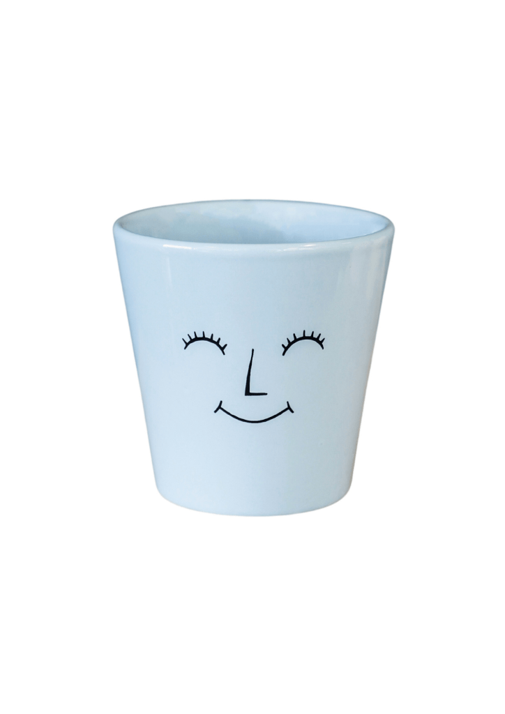 Ivyline 10cm Blue Happy Face Indoor Pot - FPHB10 - Old Railway Line Garden Centre