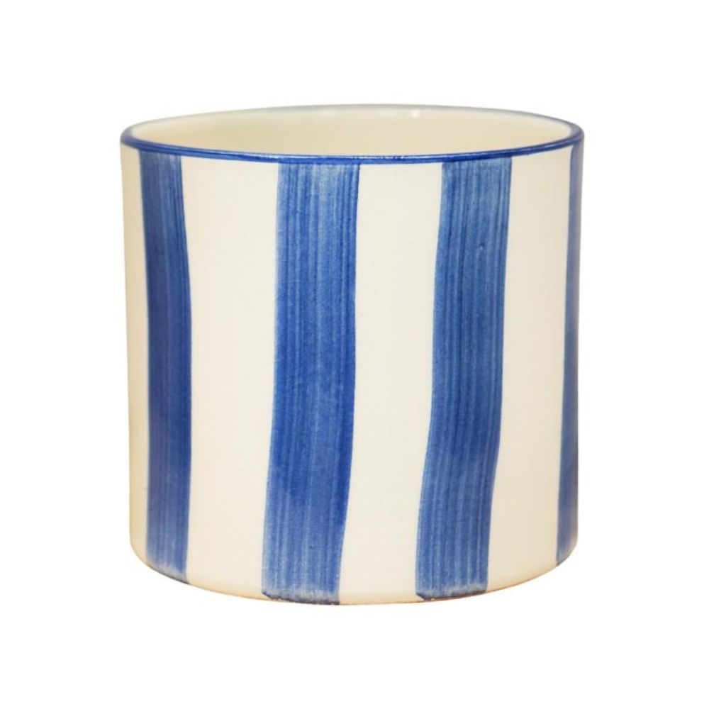 Ivyline 16.5cm Paros Stripe Glazed Pot - Blue