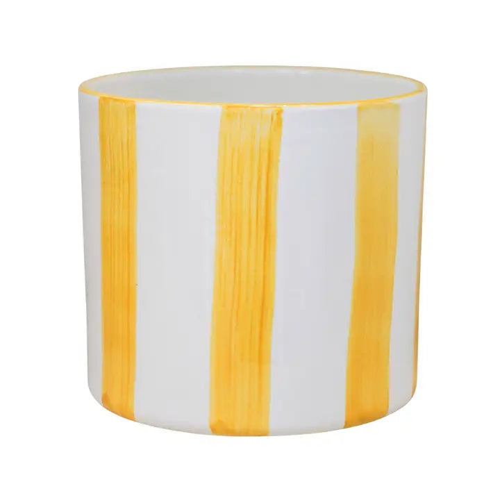 Ivyline 16.5cm Paros Stripe Glazed Pot - Yellow