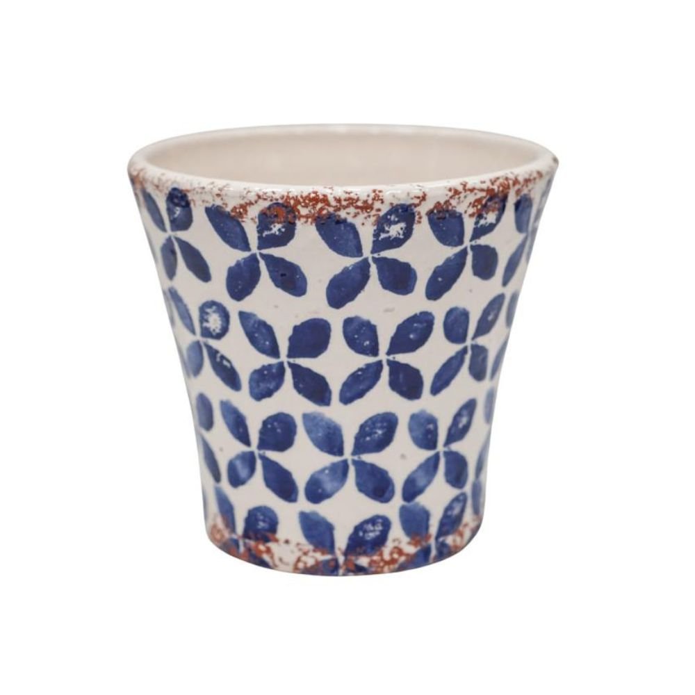 Ivyline 19cm Porto Tile Tapered Pot - Blue - Old Railway Line Garden Centre
