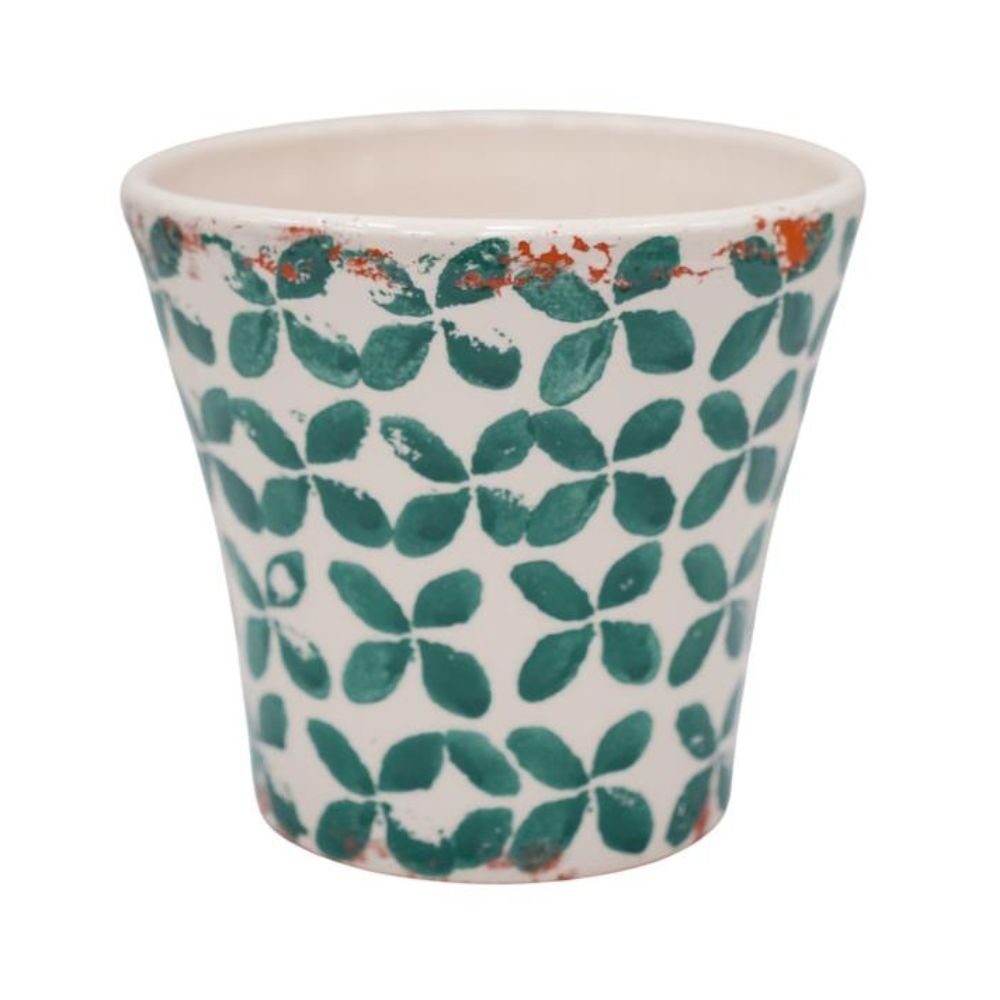 Ivyline 19cm Porto Tile Tapered Pot - Green - Old Railway Line Garden Centre