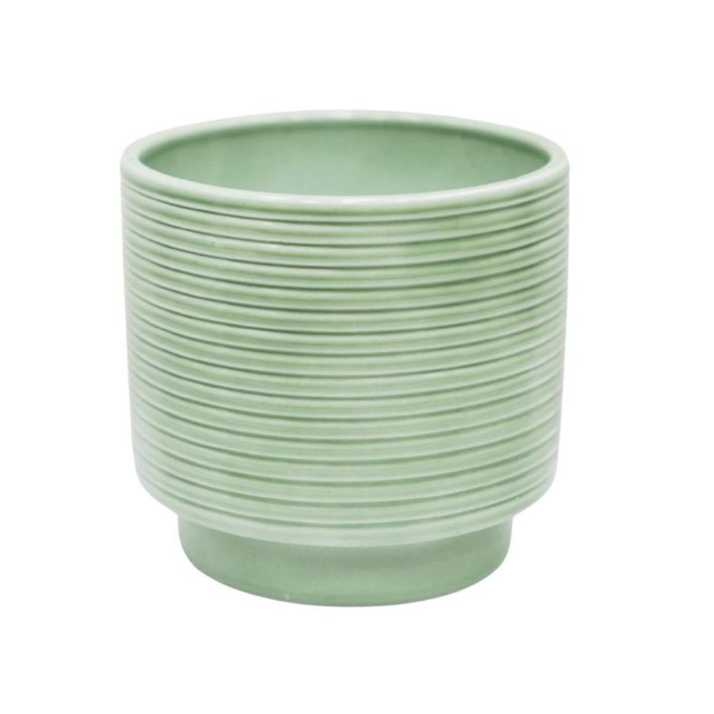 Ivyline 8cm Berlin Ripple Glazed Pot - Green