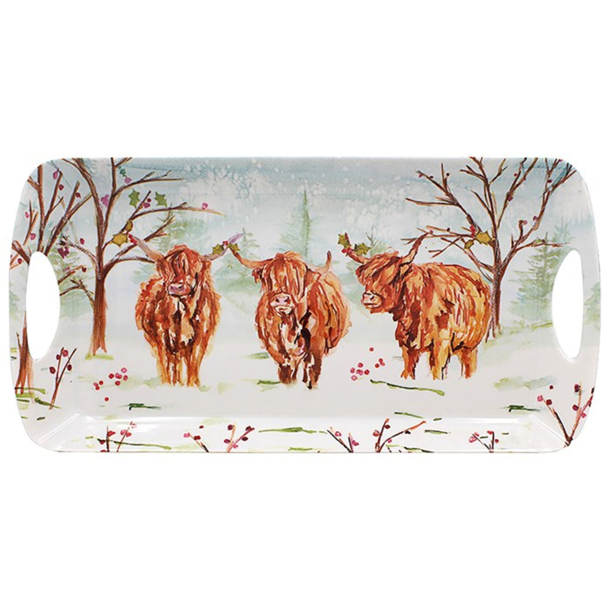 Jennifer Rose 44cm Highland Cow Christmas Medium Tray