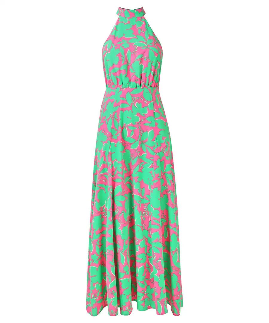 Joe Browns 14 Pink/Green Olivia Halterneck Maxi Dress - Old Railway Line Garden Centre
