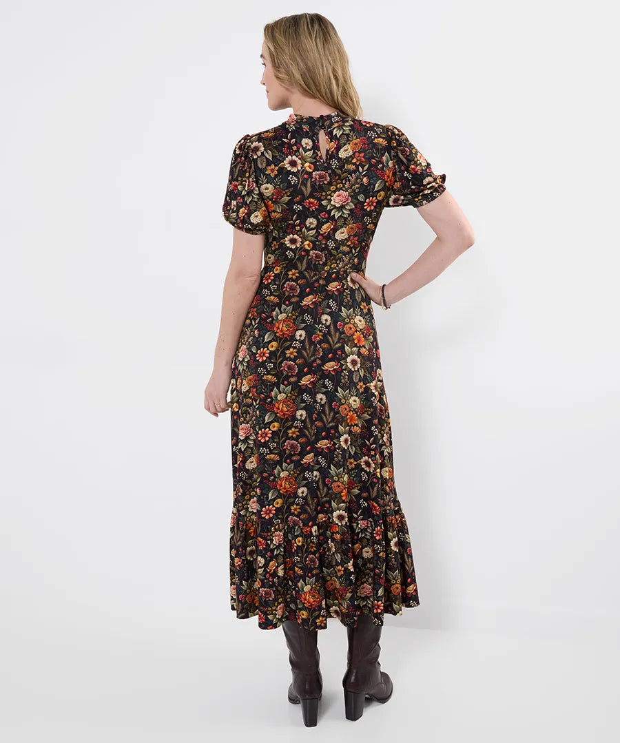 Joe Browns Autumn Florals High Neck Jersey Midi Dress - Black