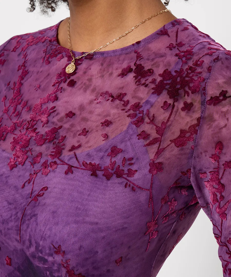Joe Browns Fabulous Flocked Maxi Dress - Purple