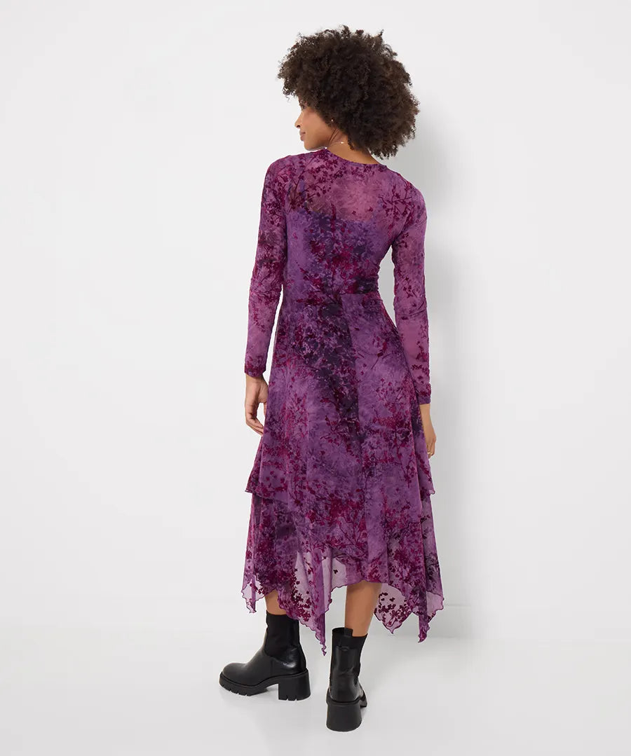 Joe Browns Fabulous Flocked Maxi Dress - Purple