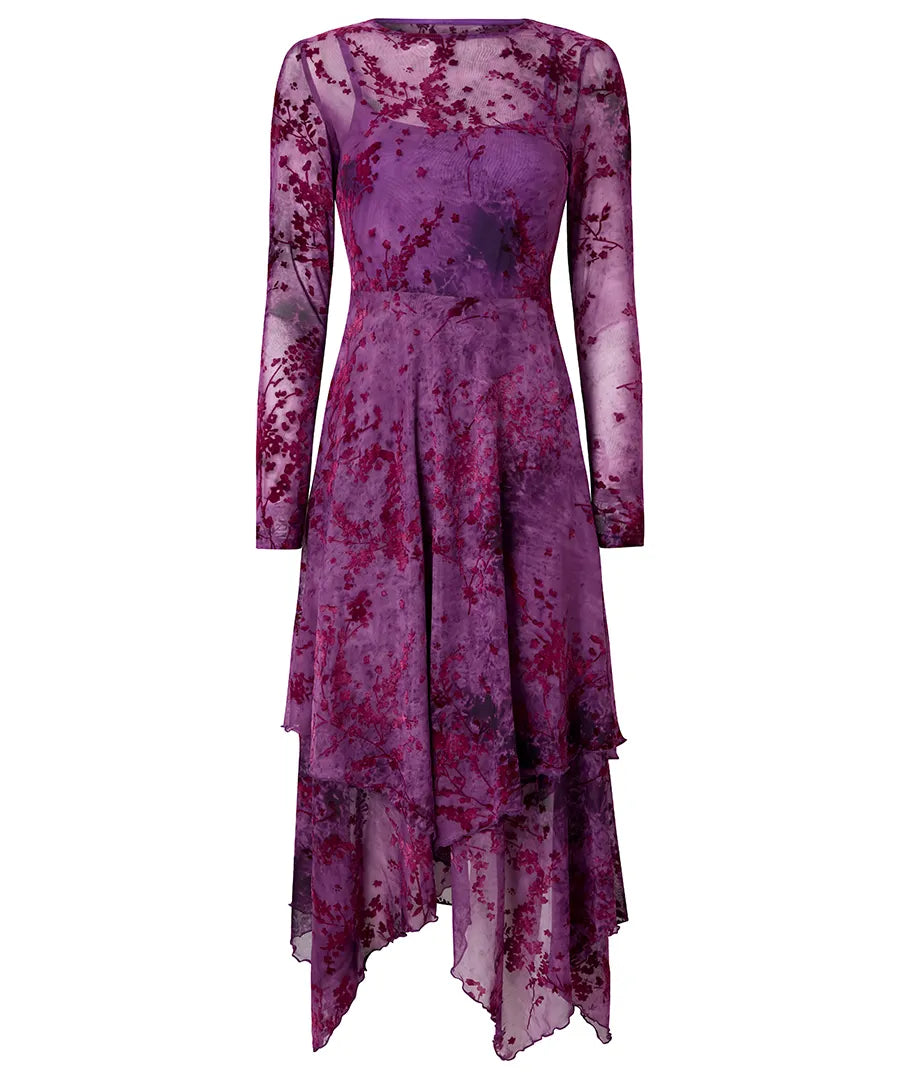 Joe Browns Fabulous Flocked Maxi Dress - Purple