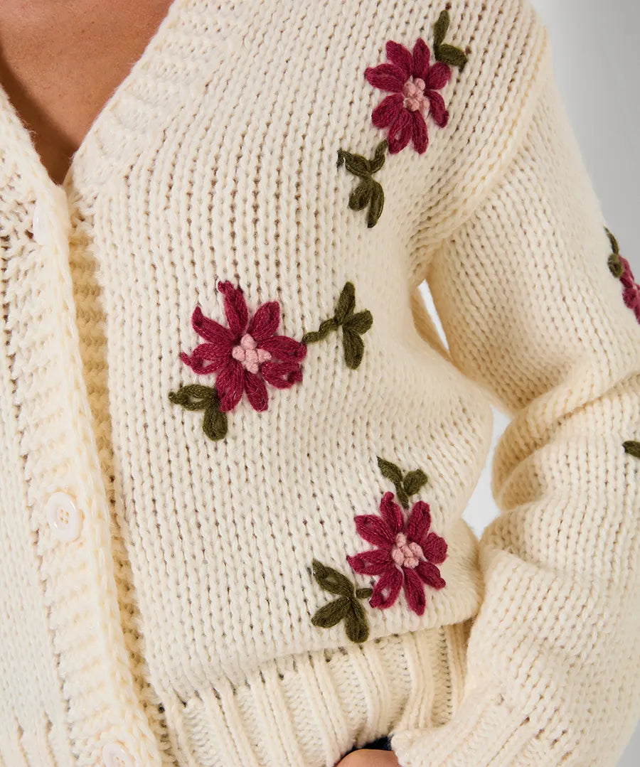 Joe Browns Fabulous Floral Embroidered Cardigan - Cream