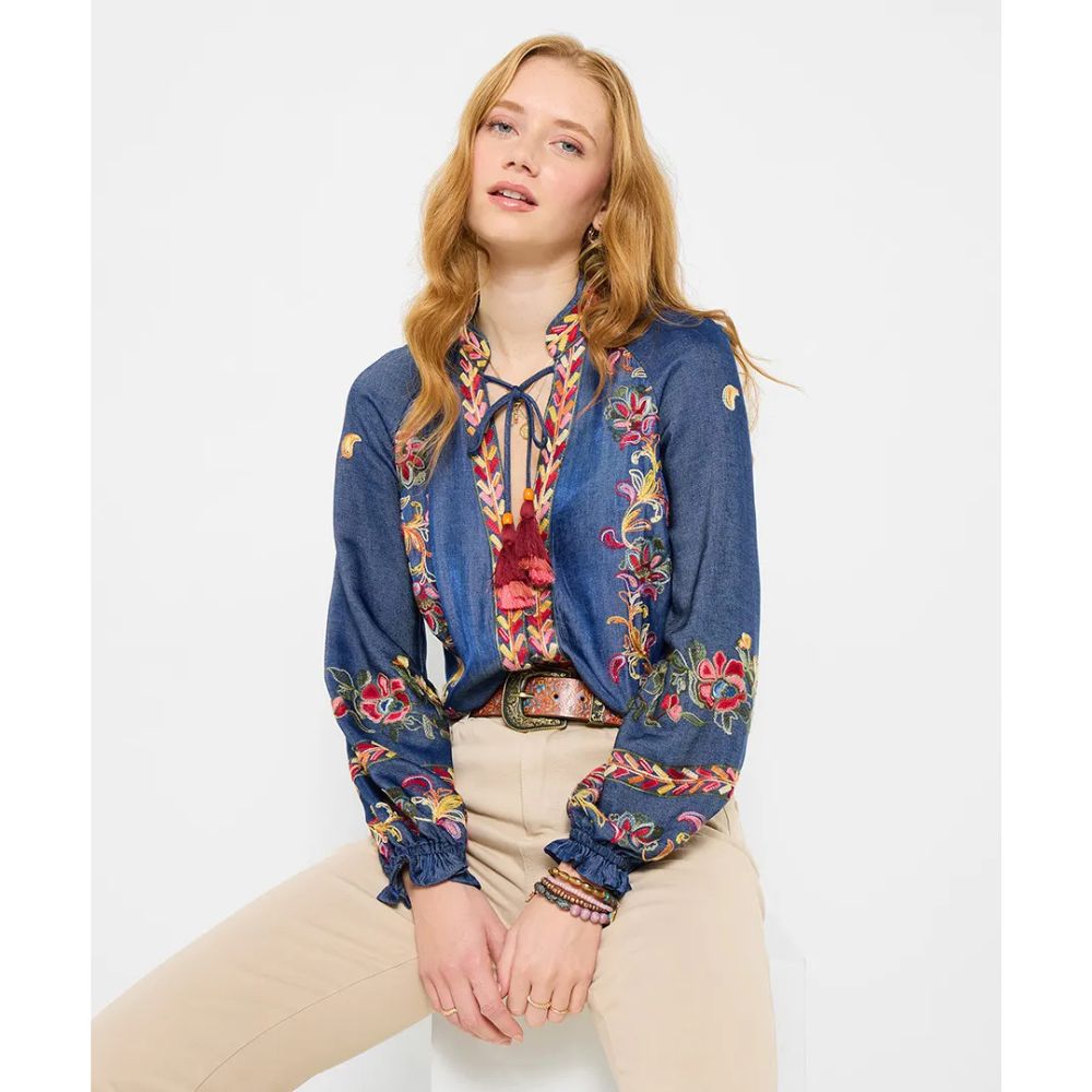 Joe Browns Festival Fun Embroidered Blouse - Blue