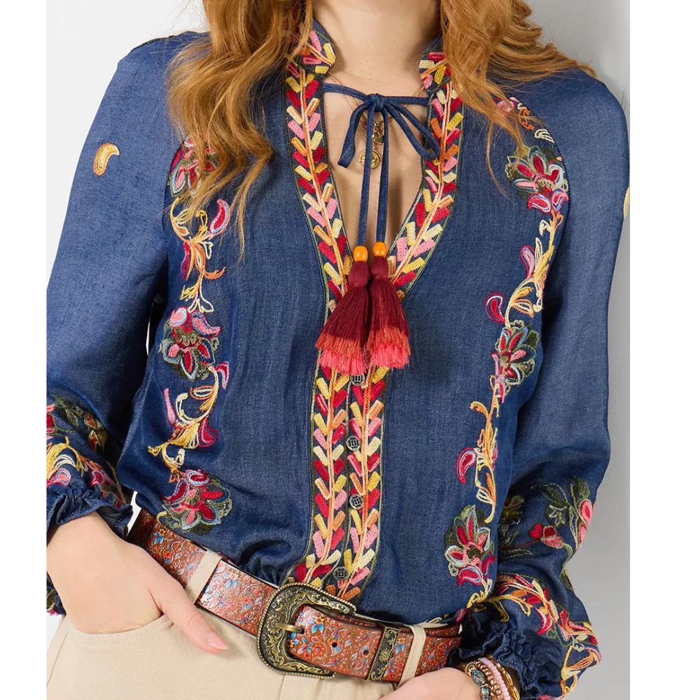 Joe Browns Festival Fun Embroidered Blouse - Blue