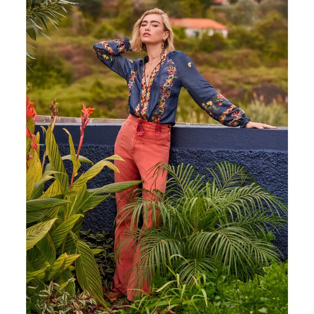 Joe Browns Festival Fun Embroidered Blouse - Blue