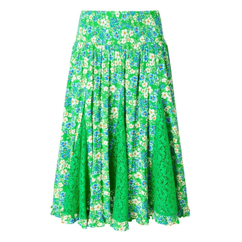 Joe Browns Floral Dreams Woven Knee Length Godet Skirt - Green - Old Railway Line Garden Centre