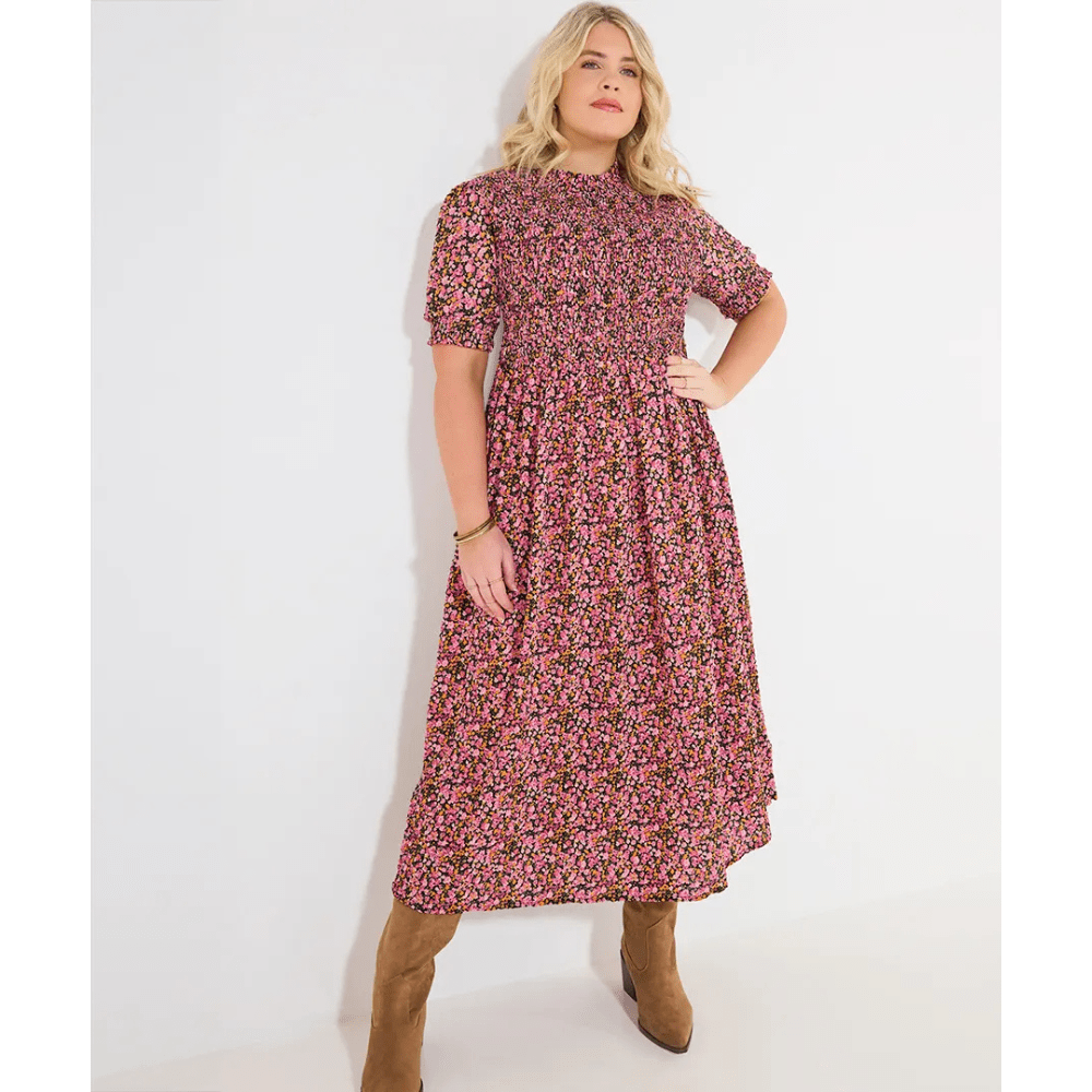 Joe Browns Jasmine Shirred Bodice Dress - Pink - Old Railway Line Garden Centre