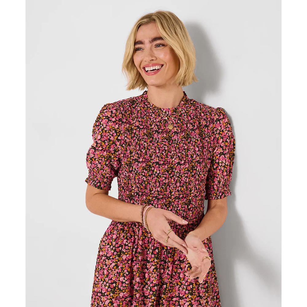 Joe Browns Jasmine Shirred Bodice Dress - Pink - Old Railway Line Garden Centre