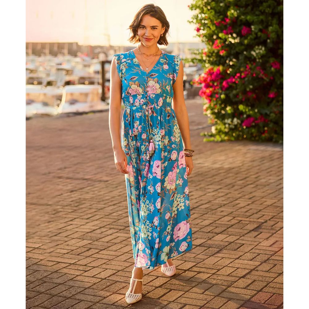 Joe Browns Millie Floral Maxi Dress - Blue