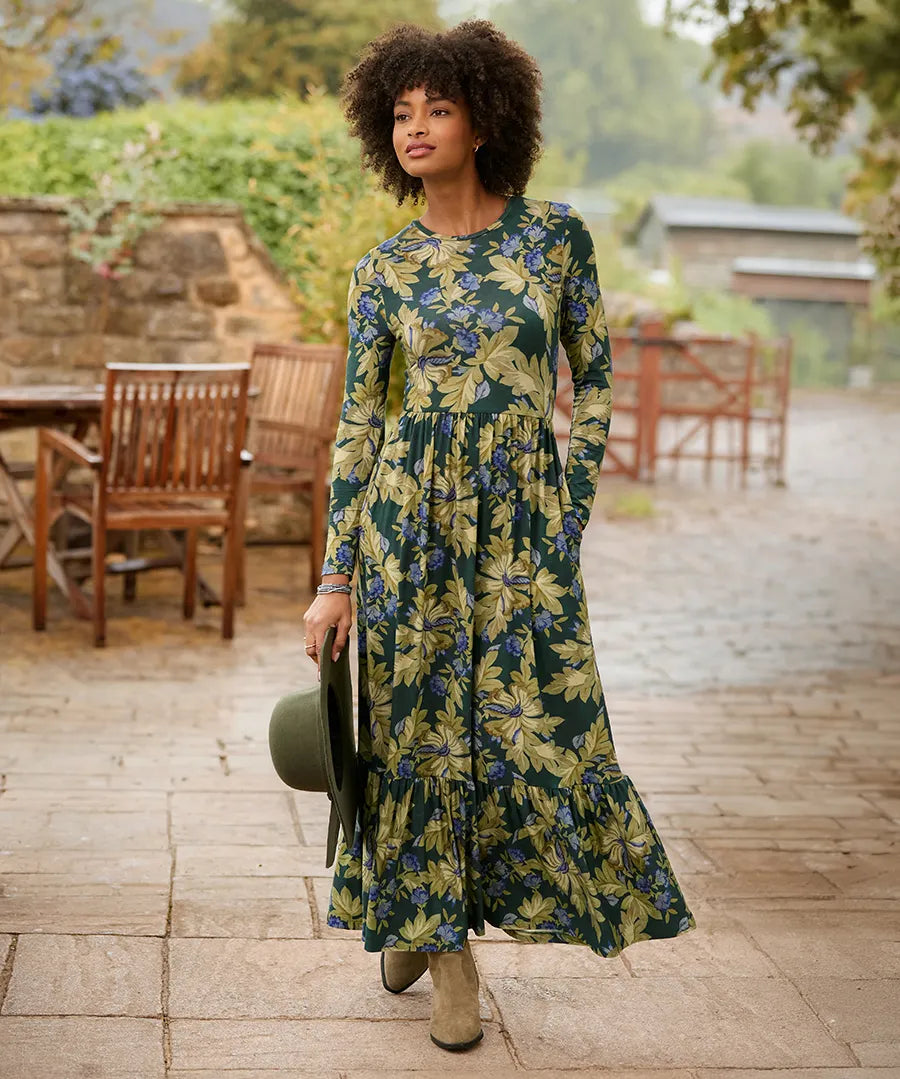 Joe Browns Orla Long Sleeve Jersey Maxi Dress - Green