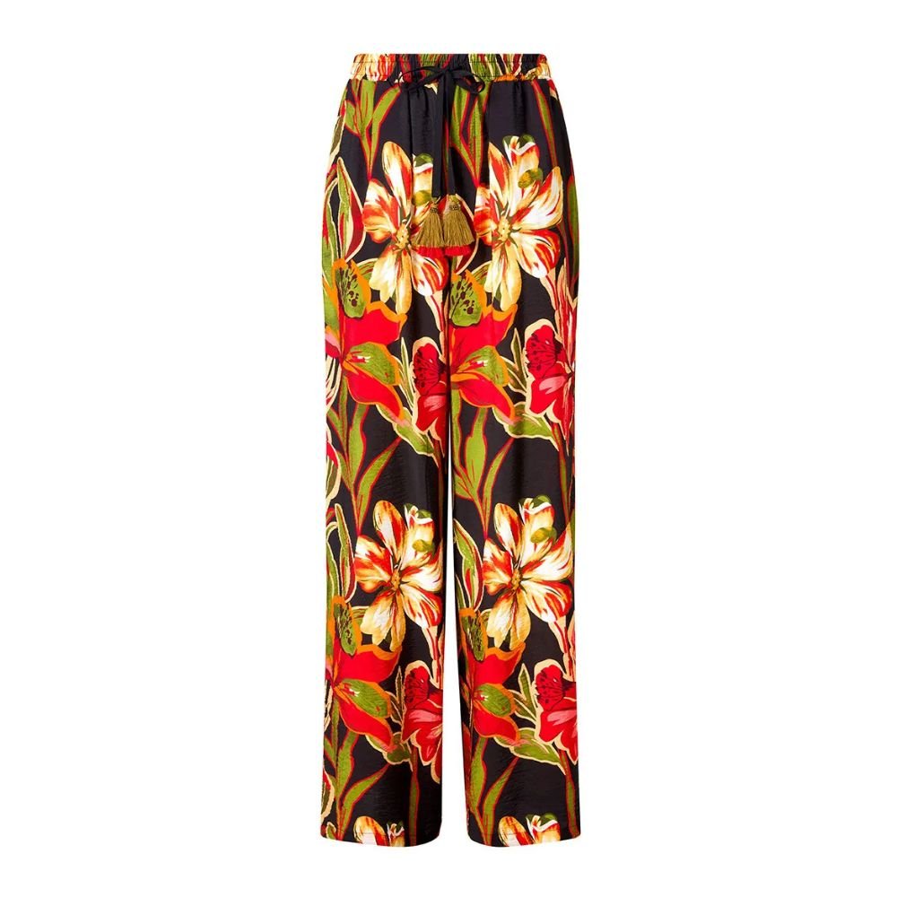 Joe Browns Paloma Printed Floral Wide Leg Trousers - Black - Old Railway Line Garden Centre