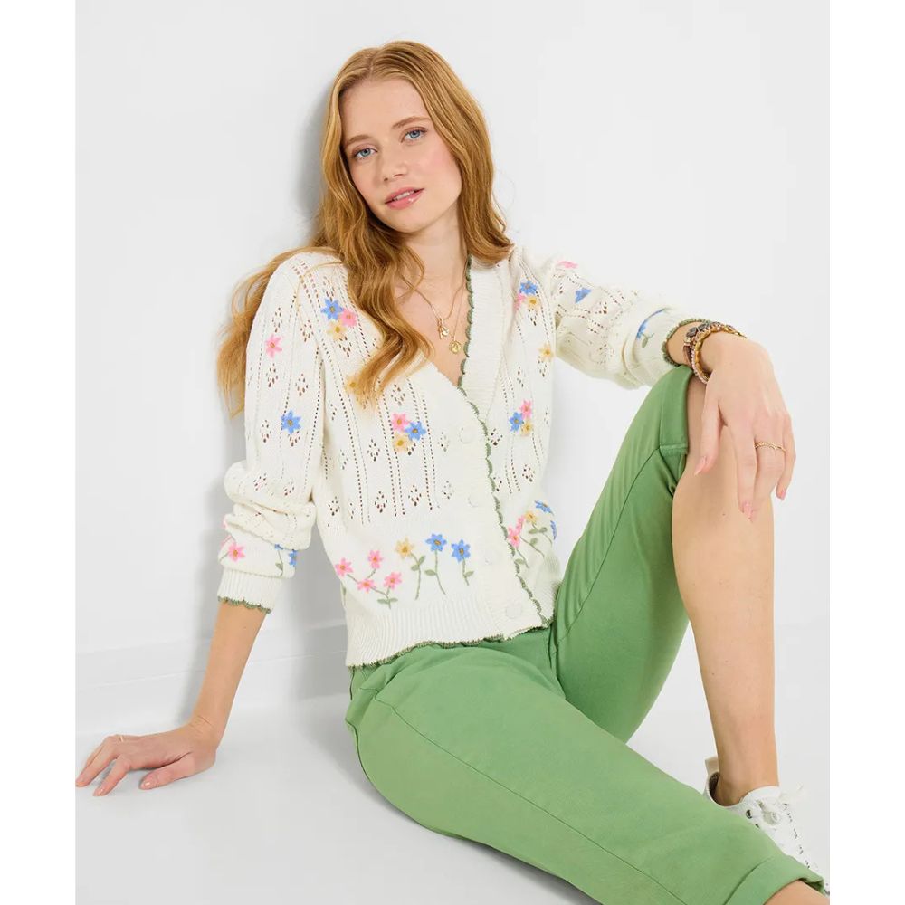 Joe Browns Spring Florals Embroidered Cardigan - White