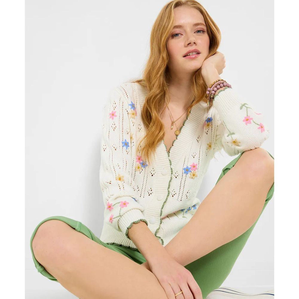 Joe Browns Spring Florals Embroidered Cardigan - White