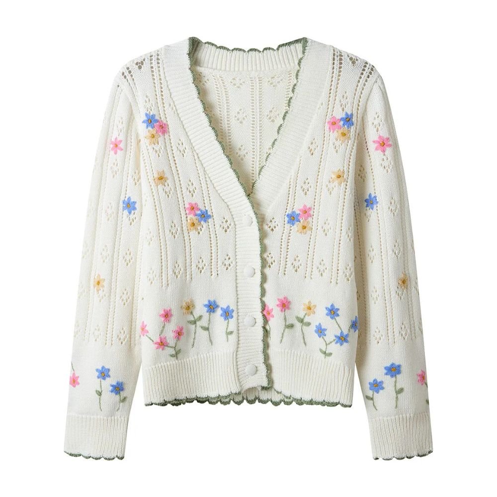Joe Browns Spring Florals Embroidered Cardigan - White - Old Railway Line Garden Centre