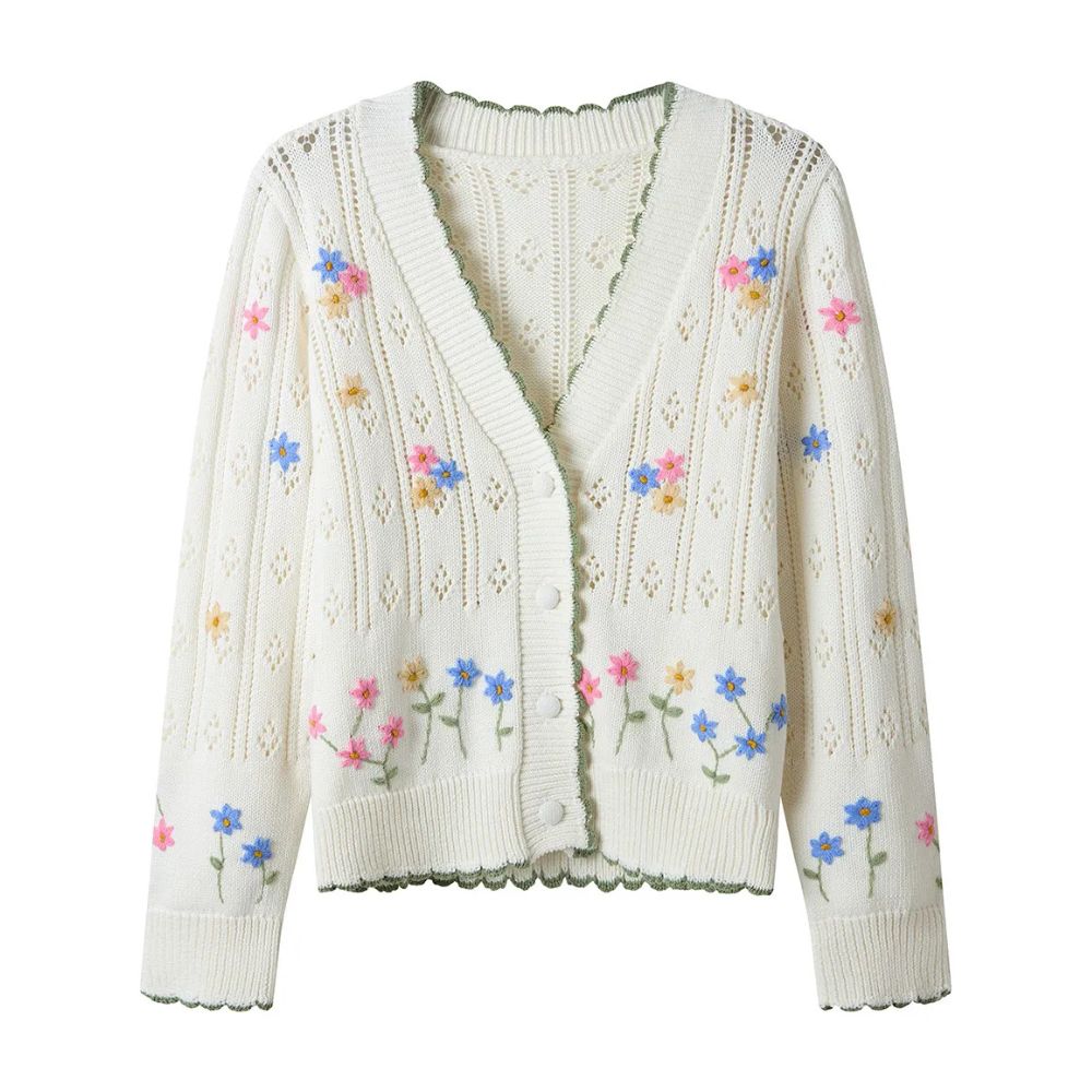 Joe Browns Spring Florals Embroidered Cardigan - White