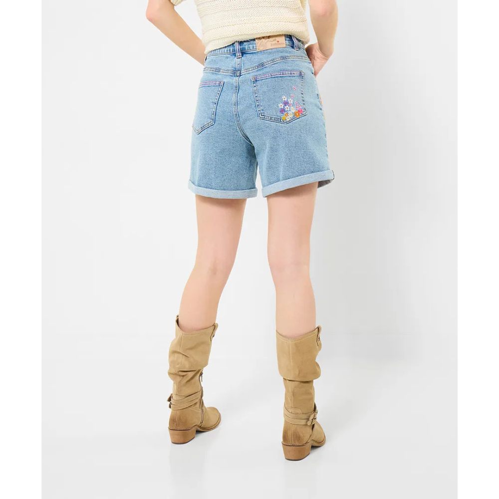Joe Browns Spring Florals Embroidered Denim Shorts - Blue