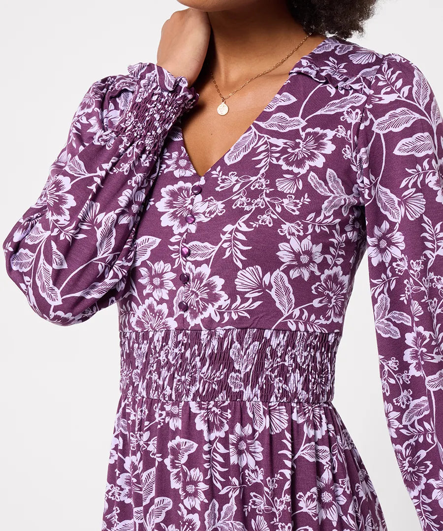 Joe Browns Thea Long Sleeve Jersey Maxi Dress - Purple