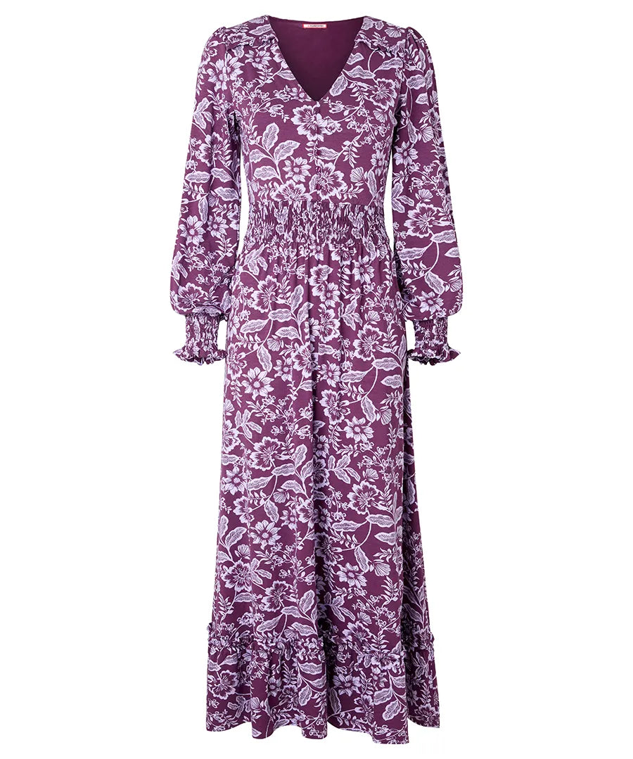 Joe Browns Thea Long Sleeve Jersey Maxi Dress - Purple