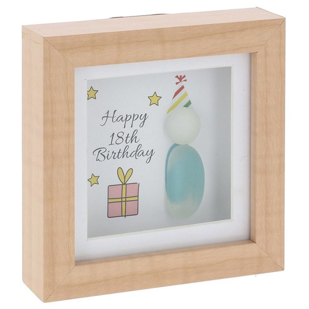 Joe Davies 10cm Pebble Glass Mini Plaque 18th Birthday