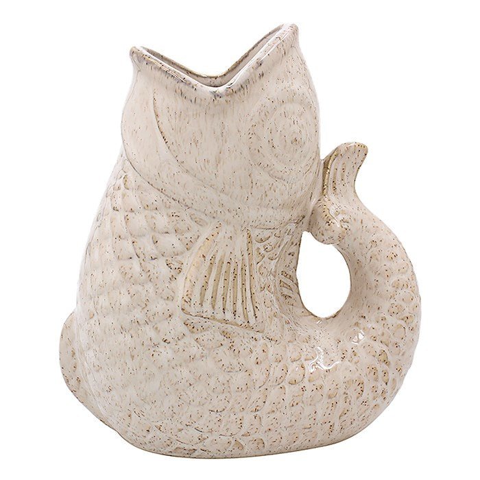 Joe Davies 17cm Cream Squat Lustre Fish Vase Jug - LP75149 - Old Railway Line Garden Centre