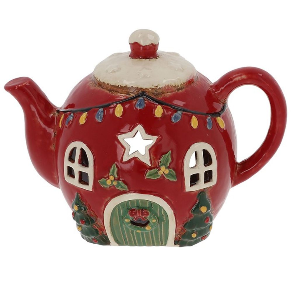 Joe Davies 18cm Village Pottery Xmas Teapot House Tealight